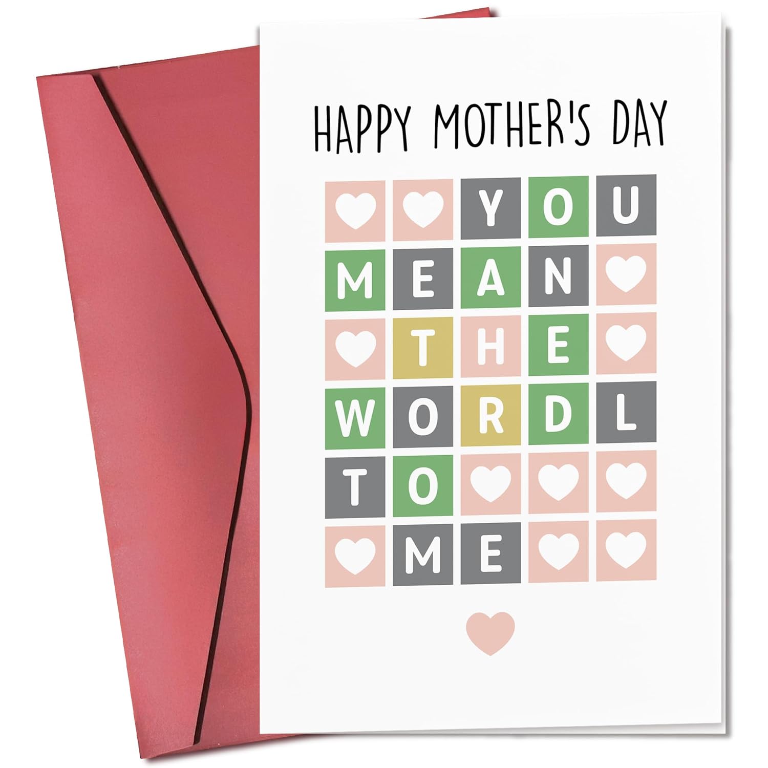 Mothers Day Cards For Mom From Daughter, Son, Kids - Happy Mother'S Day Card For Bonus Step Mom, Mothers In Law - Funny You Mean The World To Me Mother'S Cards - Single 5.3''X 8'' Folded Card