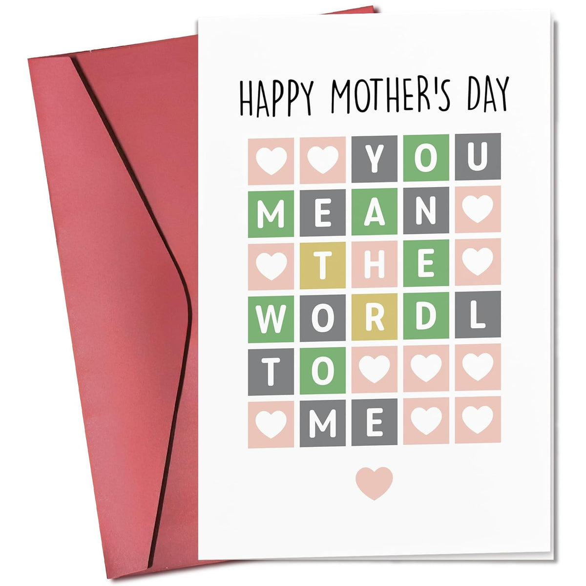 Mothers Day Cards For Mom From Daughter, Son, Kids - Happy Mother'S Day Card For Bonus Step Mom, Mothers In Law - Funny You Mean The World To Me Mother'S Cards - Single 5.3''X 8'' Folded Card