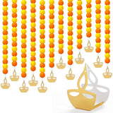 12 Pcs Marigold Garland 2.6 Ft Long Strands Artificial Marigold Flowers Garland With Pendant Flower String Indian Diwali Decorations For Pooja Indian Wedding Dia De Los Muertos(Orange Yellow)