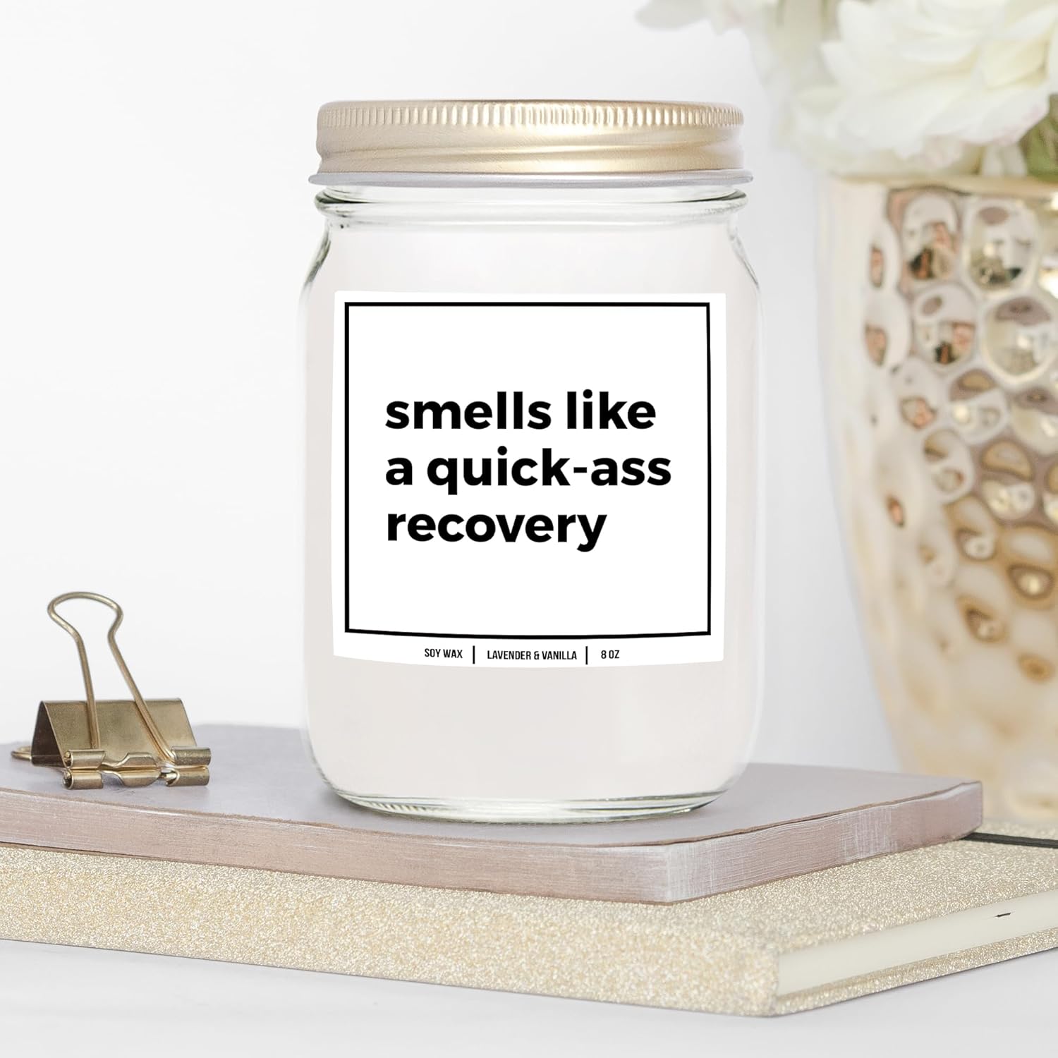 Get Well Soon Candle 8Oz, Post Surgery Gift For Women, Men, Recovery After Surgery, Funny Gift (Lavender & Vanilla)