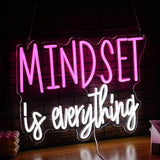 Mindset Is Everything Neon Sign Pink White USB Dimmable LED Wall Light for Office Decor