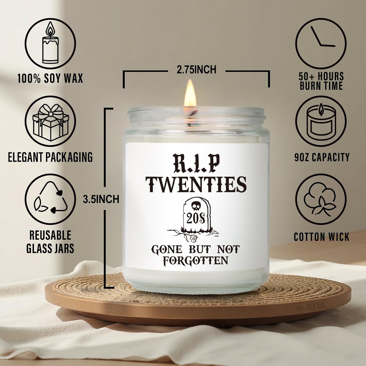 Funny 30Th Skull Birthday Candle Gifts For Her Him, Rip 20S - Happy Thirtieth Candle, 1995 Thirtieth Bday Candles, 30 Year Old Gothic Bday Candles Gift For Her Him Sister Friends Family Coworker-10