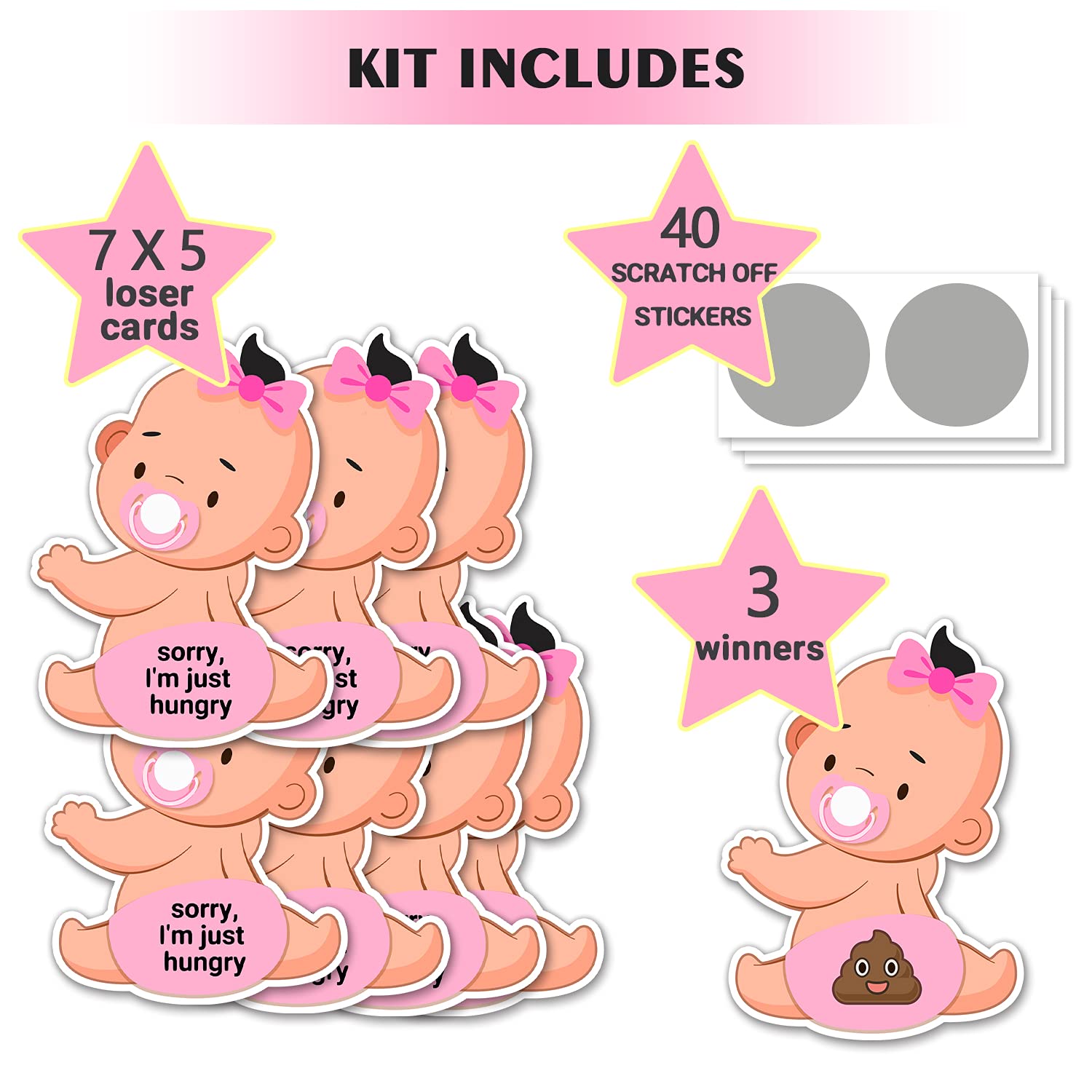 Baby Shower Games, Scratch Off Game, Silly Activity For Ice Breakers, Door Prizes, Baby Shower Activity And Idea, Fun And Easy To Play, 38 Cards
