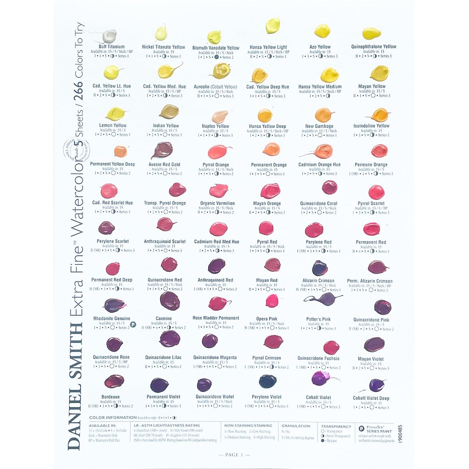 DANIEL SMITH Extra Fine Watercolor - 266 Watercolor and 22 Gouache Dot Card