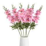 6Pcs Faux Pink Delphinium Artificial Flowers 28.74'' Realistic Silk Fake Larkspur Flowers With Stems For Tall Floor Vase Outdoor Garden Wedding Party Home Decor (Deep Pink)