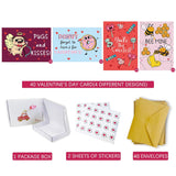 Valentines Day Cards For Kids School Class, Cute Valentine'S Day Cards, Funny Valentines Day Pun Greeting Cards Bulk, Set Of 40, 3.5 X 5 In