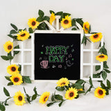 3 Pack Artificial Sunflower Garland Silk Sunflower Vine Artificial Flowers With Green Leaves For Wedding Table Home Decor