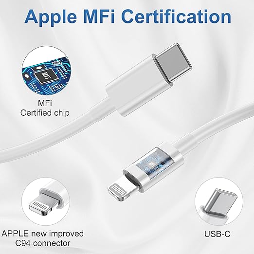 2 Pack Fast iPhone Charger with 6FT & 10FT USB C to Lightning Cables for iPhone 14 13 12 11