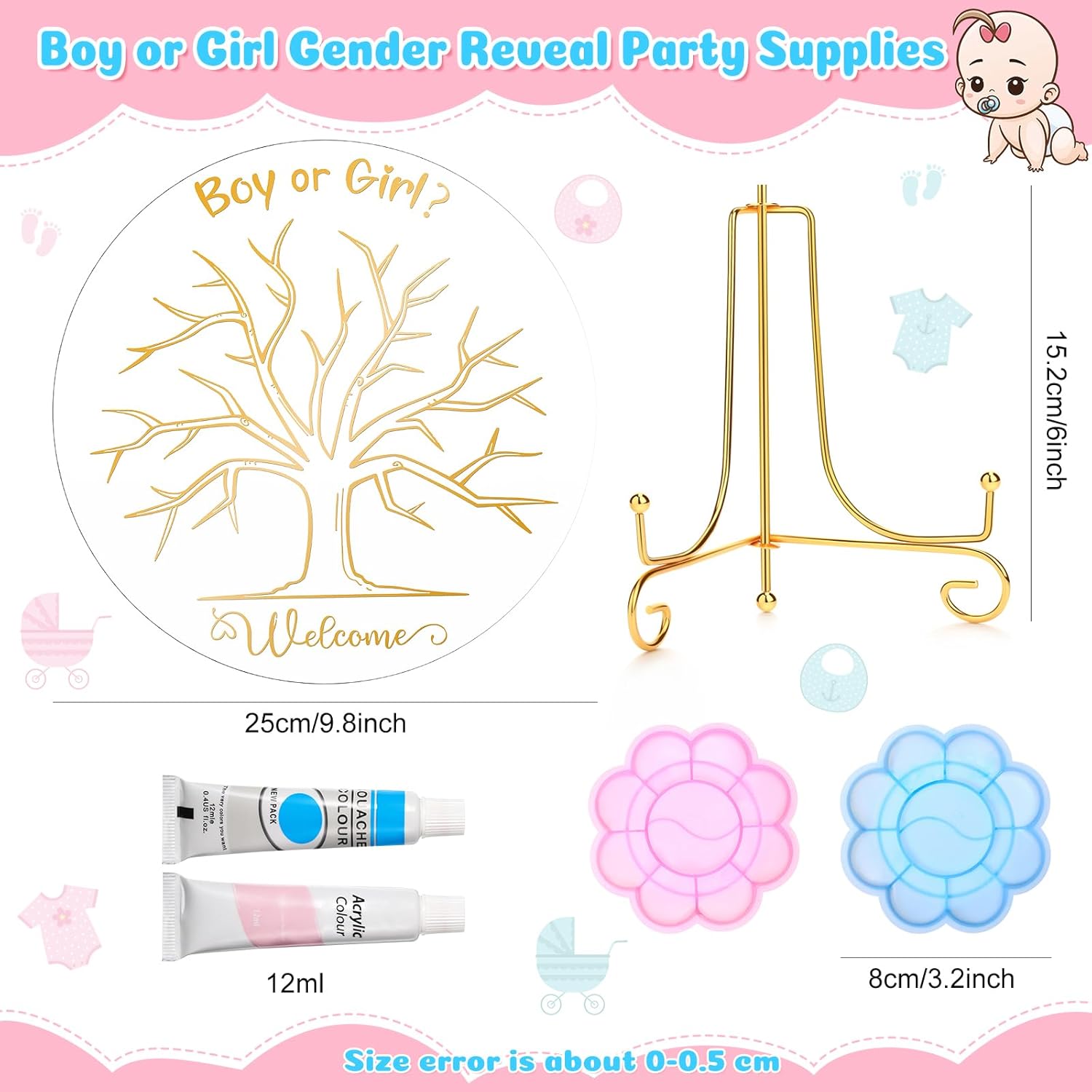 Gender Reveal Fingerprint Tree Boy Or Girl Party Ideas Baby Shower Guest Book Party Game Gender Reveal Decoration Supplies Baby Shower Sign In For He Or She Keepsake(Classic)