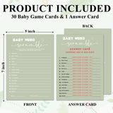 Baby Shower Game Cards Kits, Minimalism Sage Green Baby Word Scramble Games Cards For Boys Or Girls, 30 Game Card & 1 Answer Card, Gender Reveal Party Supplies & Activities -G03