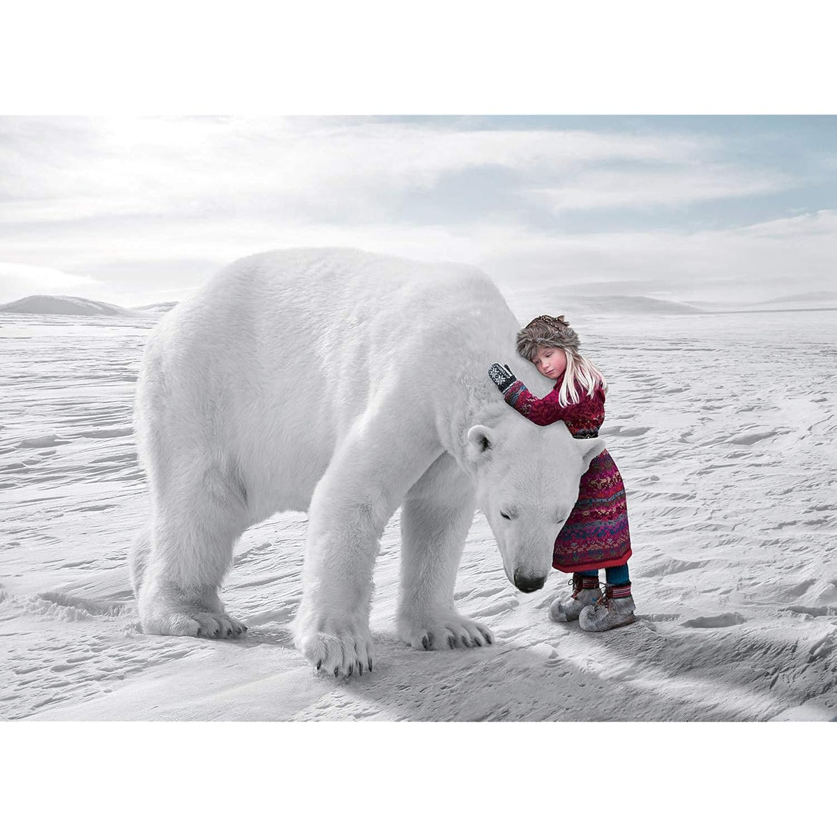 Polar Bear And Girl Christmas Cards Boxed With Envelopes Set Of 12 Holiday Cards And 12 Envelopes. Made In Usa.