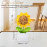 Handmade Crochet Flowers Artificial Sunflower Decor - Cute Desk & Car Dashboard Ornament, For Women Birthday Christmas Party Decor, Motivational Home Office Decor