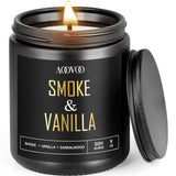 Scented Candles For Men - Smoke & Vanilla Candles For Home Scented, Masculine Black Candle Gift For Women & Men, Gifts For Birthday, 9 Oz Natural Soy Wax