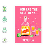 Best Friend Birthday Card - Funny Food Puns - Salt To My Tequila - Valentine Card For Her Him Girlfriend Boyfriend - Anniversary Card For Husband Wife Partner - Comes With Fun Stickers