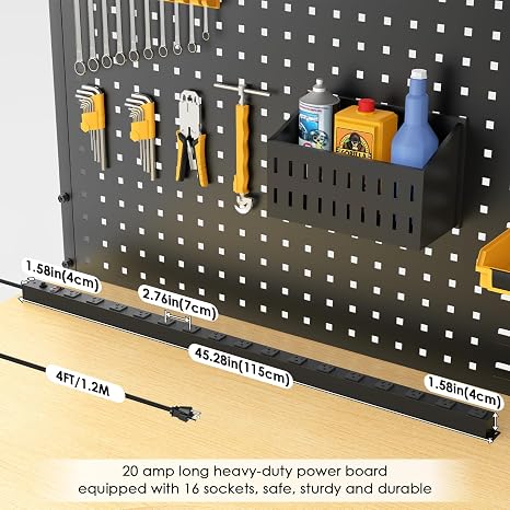 Long Metal 16 Outlet High Amp Power Strip with 4800J Surge Protection and 4FT Cord