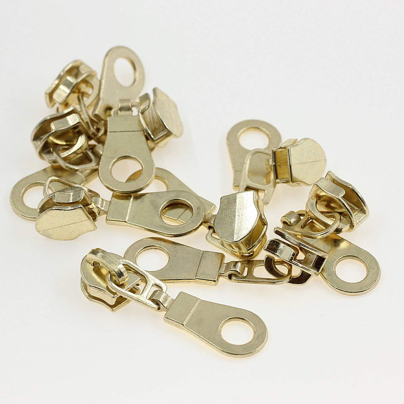 50Pcs #5 Mental Gold Pulls For Nylon Coil Zippers Gun Metal Zipper Sliders For