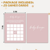 Blush Pink Baby Shower Game, Baby Shower Bingo Game Cards, Gender Reveal Party Game, Baby Shower Party Activities & Decorations -25 Game Cards(B01)
