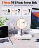 2 Prong Power Strip Adapter 5 Outlets 3 USB Ports 1680J Surge Protector 5FT Extension Cord White