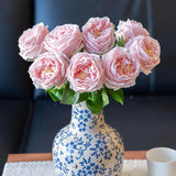 Fake Flowers For Decoration Home Decor Real Touch Artificial Flowers Austin Rose Peony Latex Fake Flower Living Room Decoration Vivid Pink Roses Peonies (Light Pink 4Pcs)