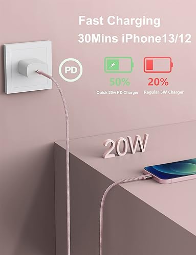 2 Pack 6FT USB C to Lightning Cable MFi Certified Fast Charging Cord for iPhone and iPad