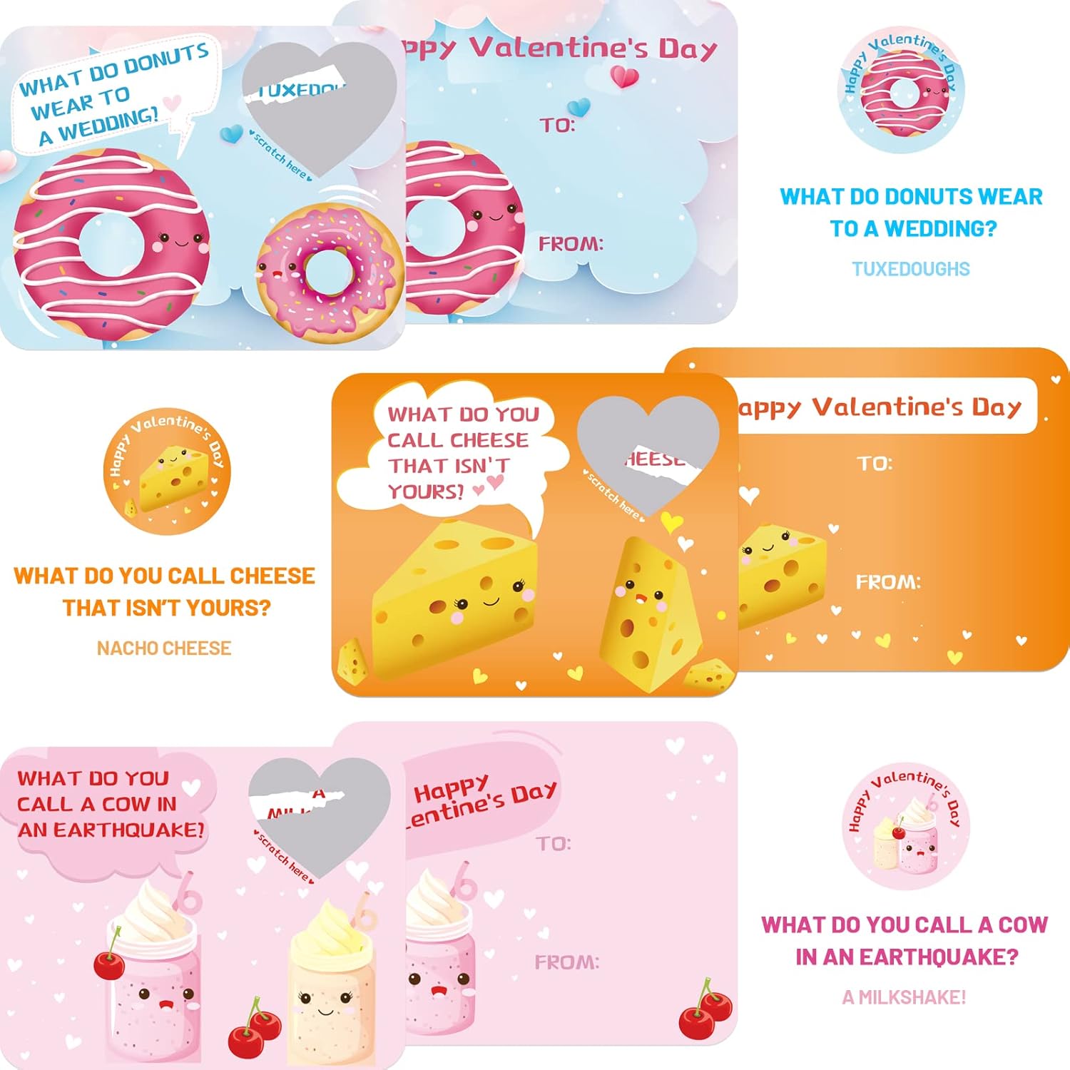 Valentines Day Cards Scratch-Off Jokes For Kids Classroom Exchange 36 Pack
