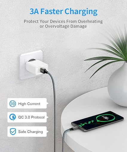 5 Pack USB A to USB C Fast Charging Cable Set 3FT 6FT 10FT for iPhone 17 16 15 Samsung Galaxy