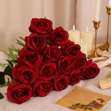 50Pcs Artificial Burgundy Roses Bulk, Fake Red Roses Flower With Stems Realistic Flowers For Wedding Centerpiece Home Party Decor(Burgundy)