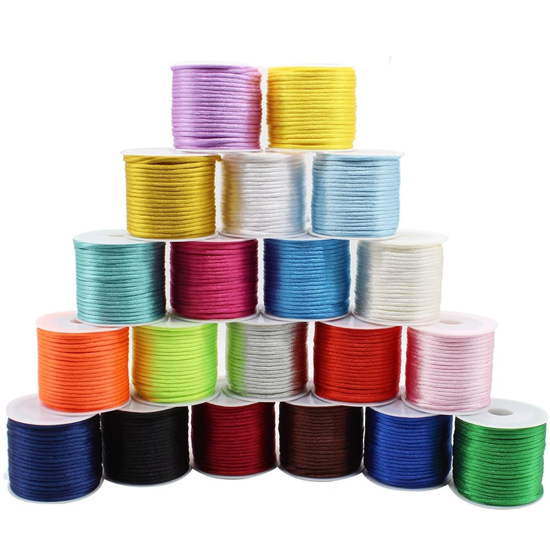 2Mm Nylon Rattail Satin Silk Trim Cord 20 Colors 218 Yards Beading Str