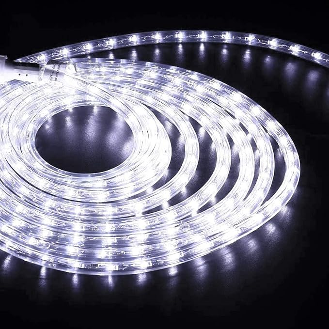100FT White LED Rope Lights 720 LED Waterproof Connectable Flexible Tube Lights with 8 Modes