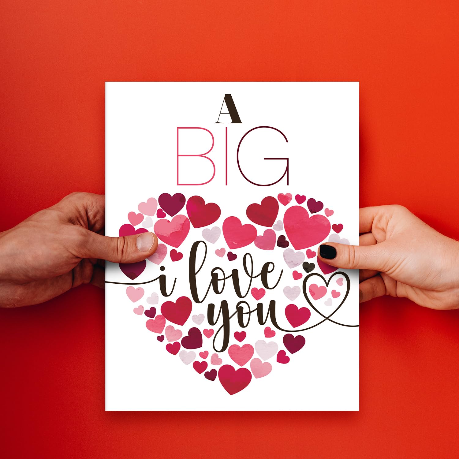"A Big I Love You" Big Valentine'S Day Greeting Cards And Envelopes – 8.5" X 11" Large Jumbo Size Valentines Card, Extra Big Huge Oversized Cards For Husband, Wife, Boyfriend, Girlfriend – 2 Per Pack