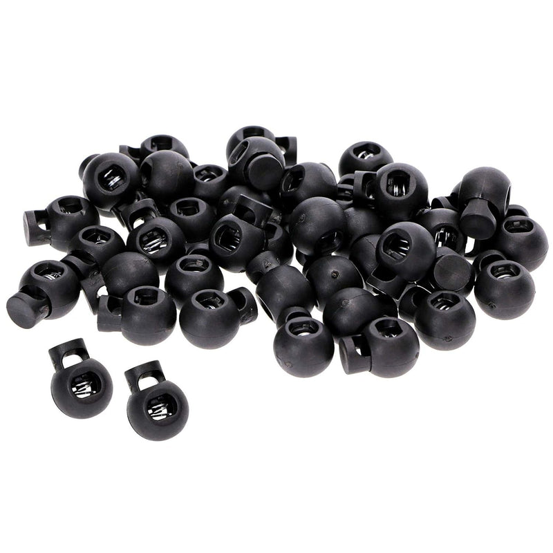 Plastic Round Spring Loaded Toggle Stopper Black Single Hole Bungee Shock Cord