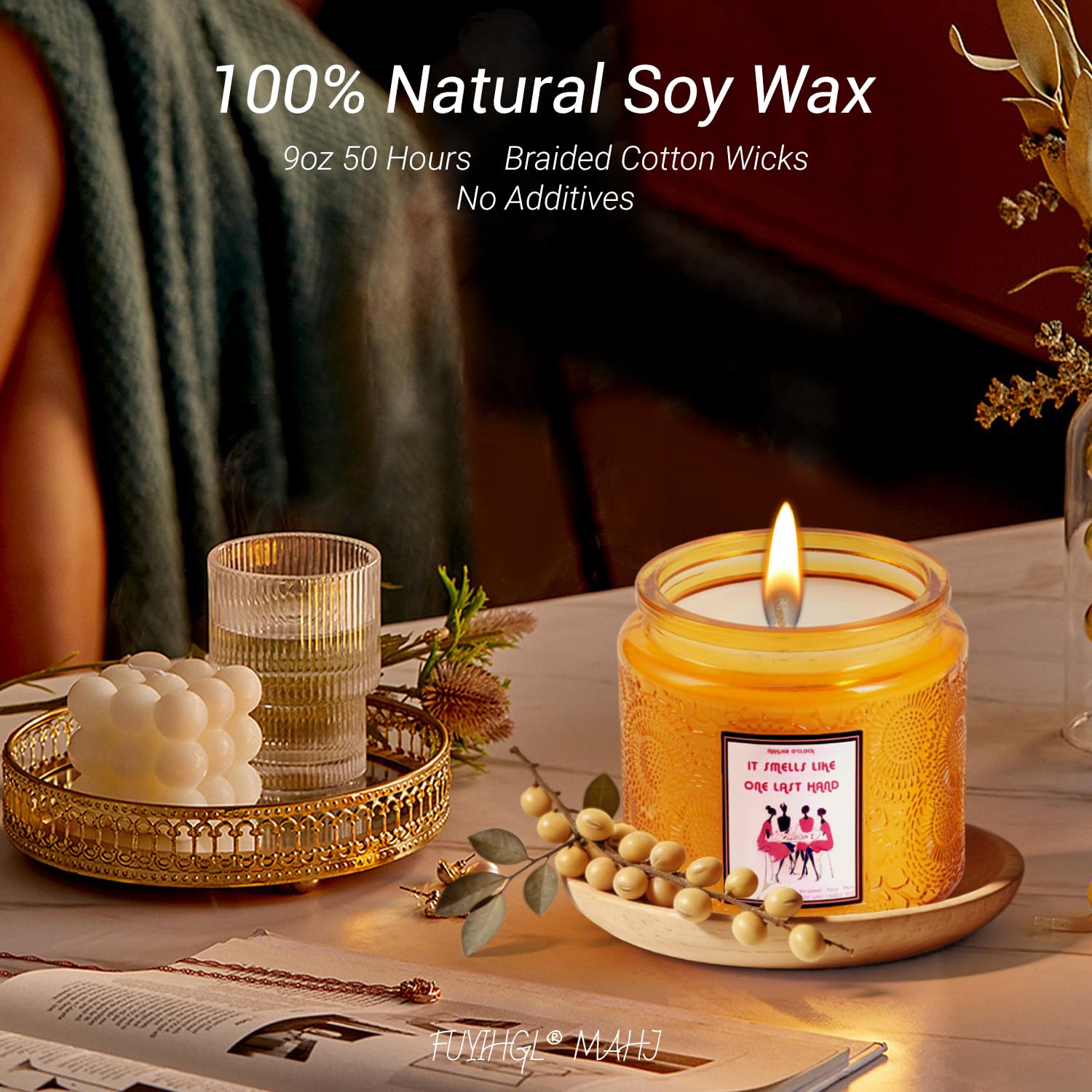 Luxury Mahjong Scented Candle: Rose · Blackberry · Oud | 9Oz Soy Wax Glass Jar - Mah Jongg Gifts - Women Game Night Home Hostess Party Meditation Yoga Lover: Long Lasting Relaxing Housewarming Present