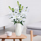 Lily Artificial Flowers Bulk Bouquet 30” Long Stems Dozen Blooming Silk Flower Heads Wedding Decoration Indoor Home Decor Diy Floral Crafts Table Centerpiece, 3Pcs (White)