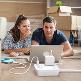 Cruise Ship Power Strip 3 Outlets 4 USB Ports USB C 6FT Extension Cord No Surge White
