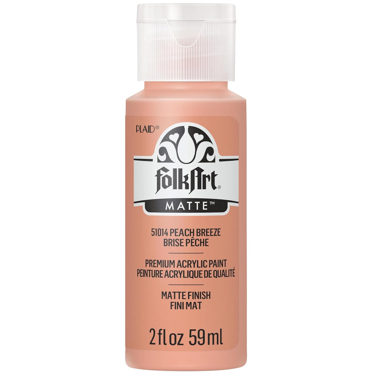 FolkArt Acrylic Craft Paint, Peach Breeze 2 fl oz Premium Matte Finish Paint, Perfect For Easy To Apply DIY Arts And Crafts, 51014