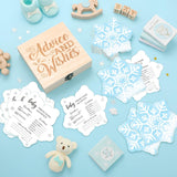 50 Pcs Double Side Fall Baby Prediction And Advice Game Cards With Wooden Keepsake Box Floral Pumpkin Thanksgiving Day Game Cards(Blue Snowflake)