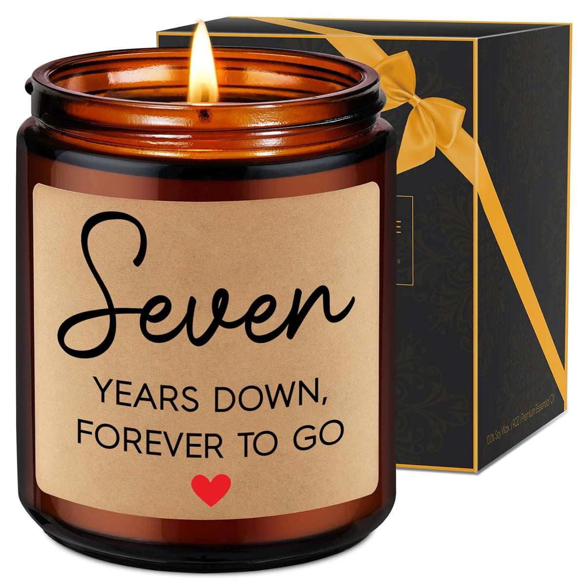 7 Year Anniversary Candle Gifts For Him Her Boyfriend Gf Husband Wife, 7Th Anniv. Couples Gifts - Copper 7Th Wedding Anniversary Happy Presents For Couple, Happy Seventh Year Anniv.