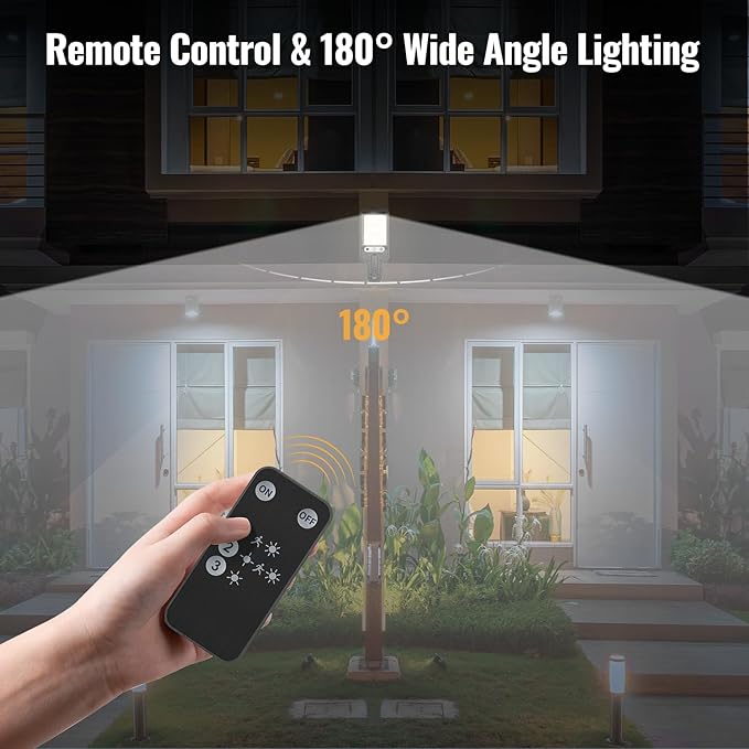 4 Pack 108 LED Solar Street Lights 6500K Motion Sensor Remote IP65 Waterproof Flood Lights