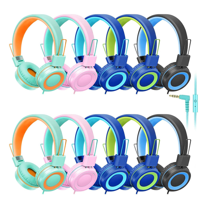 10 Pack Classroom Headphones Bulk For K-12 School Kids, Class Set Headphones F