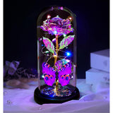 Valentines Day Rose Glass Flowers Gifts For Her, Galaxy Crystal Light Up Rose In A Glass Dome, Valentines Day Gifts For Mom Wife, Valentine Birthday Gifts For Women,Purple Butterfly