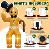 10 Ft Christmas Inflatable Outdoor Decoration, Sitting Gingerbread Inflatable Christmas Blow Up Yard Decorations With Le