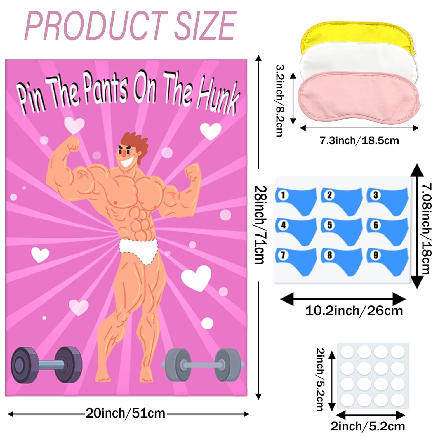Bridal Shower Games, Pin The Pants On The Hunk, Bachelorette Party, Wedding, Engagement 36 Stickers Includes Large Poster Single Girl Party Night