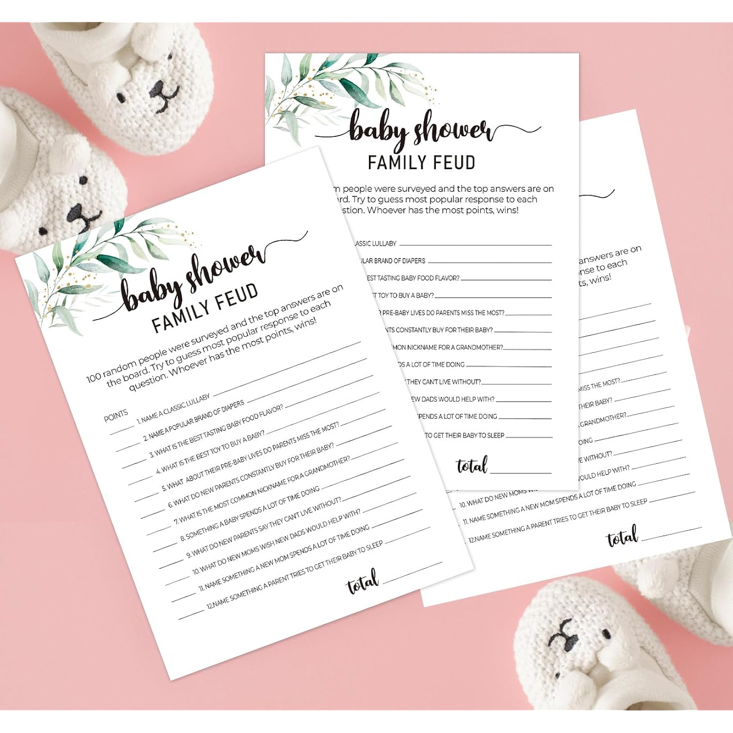 Family Feud Baby Shower Game -Pack Of 30 (Answer Key Included), Fun Baby Shower Games, Baby Shower Trivia, Baby Shower Ideas- Ff04