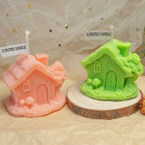 Cartoon House Shaped Scented Candle Funny Gift For Kids,60G Fairy Tale Log Cabin Aroma Soy Wax Decorative Candle For Table Photo Prop Birthday,Prefect For Meditation Stress Relief Mood (Pink)