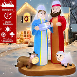 7 Ft Tall 5.7 Ft Long Christmas Inflatables Nativity Scene Outdoor Decorations, Christmas Blow Up Jesus Manger Set With