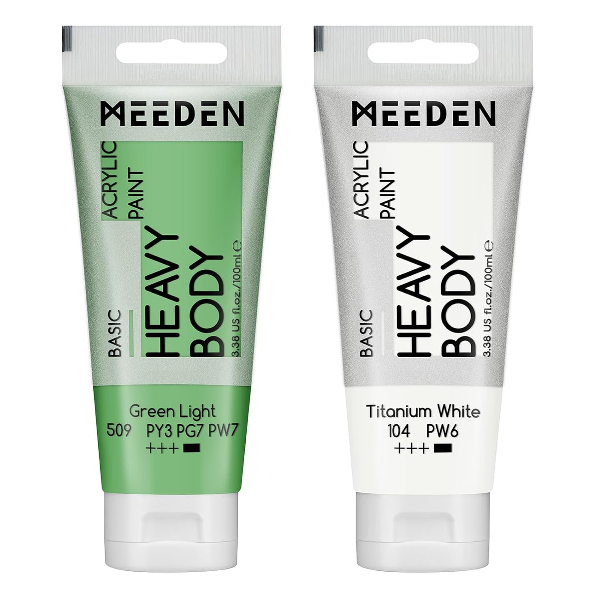 Acrylic Paint Green Light: 100Ml/3.38Oz Heavy Body Acrylic Paint Tube Bundled With Additional Titanium White Color For Art Craft Painting