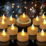 Tea Lights Flameless Candles, 100 Pack Warm Yellow Battery Operated Flickering Candles 200+ Hours Ideal For Home Decoration Outdoor Wedding Parties (100Pack Warm Yellow)
