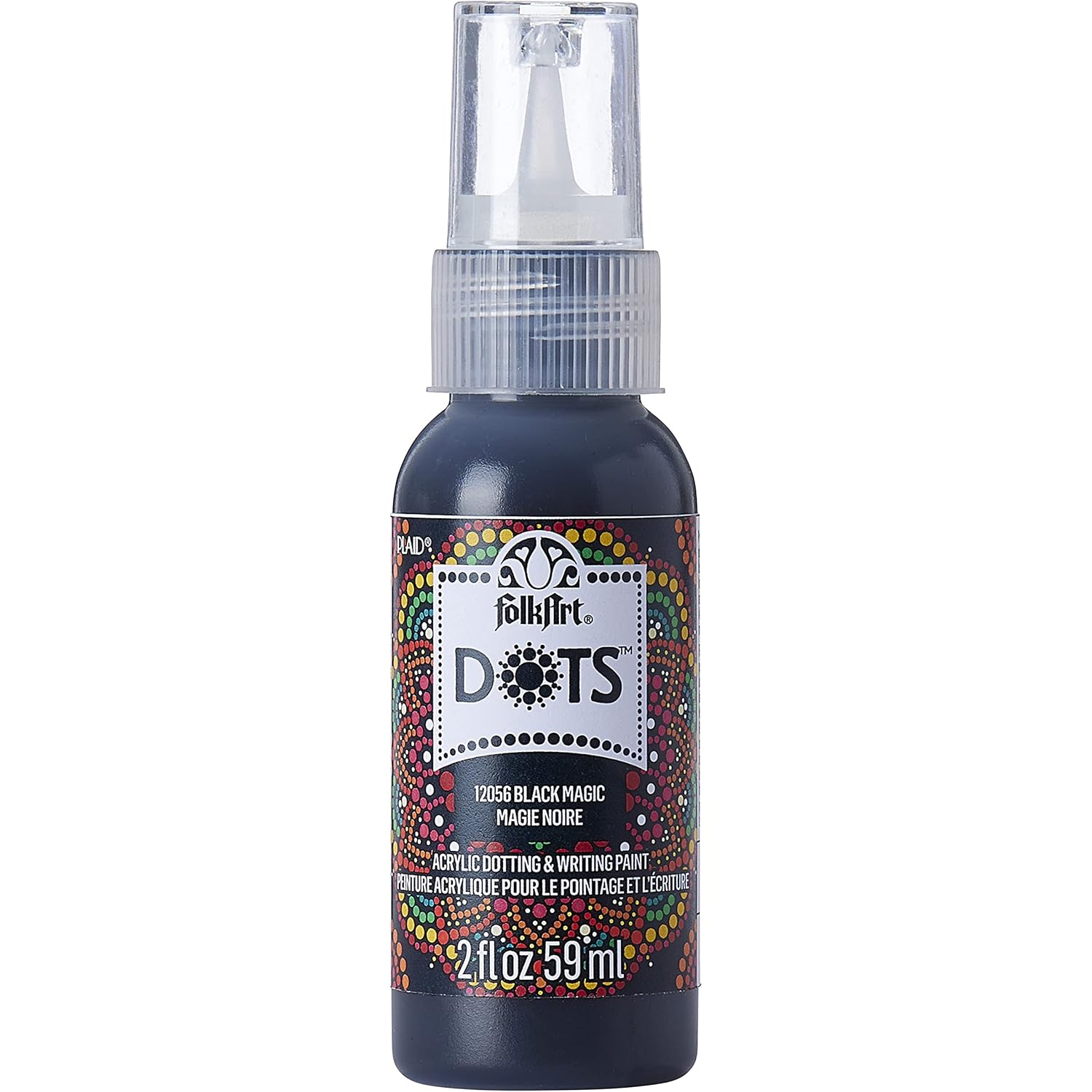 FolkArt Dots Acrylic Craft Paint, Black Magic 2 fl oz Vibrant Multi-Surface Dot Paint Perfect for Easy to Apply DIY Arts and Crafts, 12056