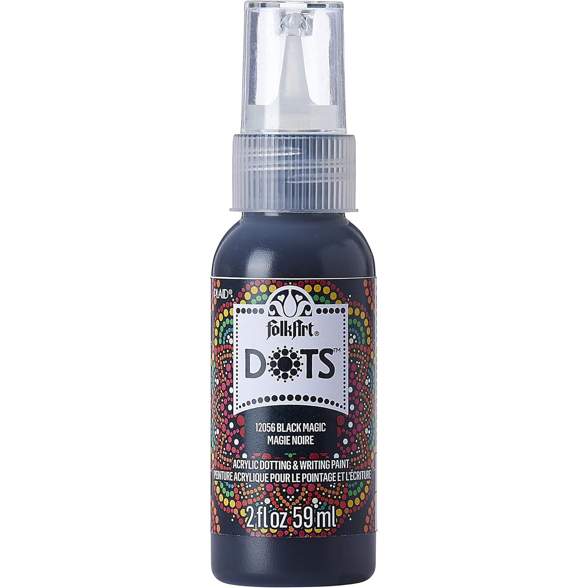FolkArt Dots Acrylic Craft Paint, Black Magic 2 fl oz Vibrant Multi-Surface Dot Paint Perfect for Easy to Apply DIY Arts and Crafts, 12056