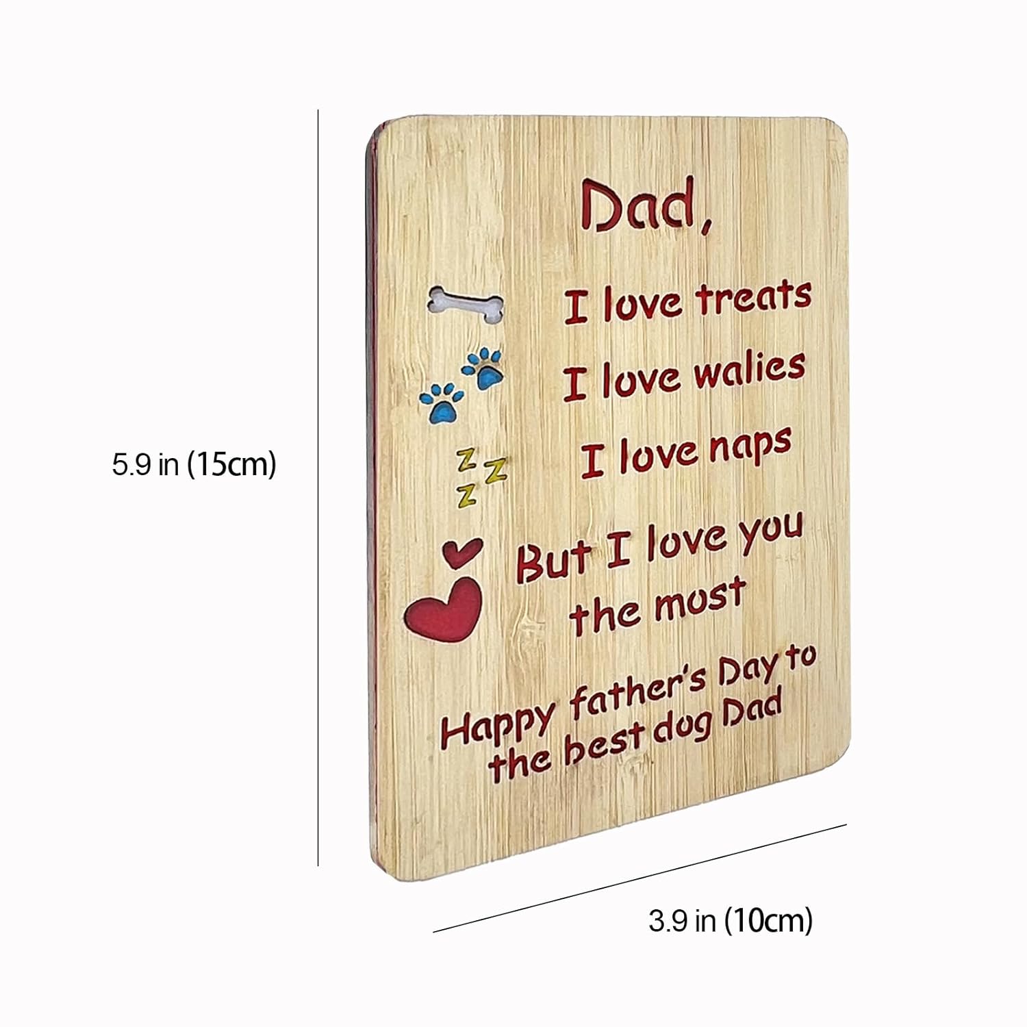 Handmade Bamboo Funny Dog Dad Fathers Day Card From Son Daughter, Cute Dog Dad Gifts For Men, Wooden Happy Father’S Day Card For Him